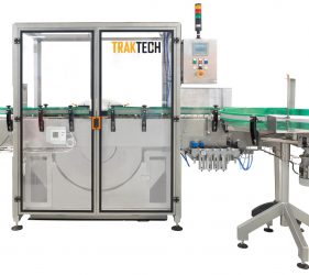 Rotary rinser for plastic, can or glass containers, complete view, designed by Traktech SL