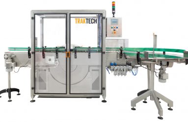 Rotary rinser for plastic, can or glass containers, complete view, designed by Traktech SL
