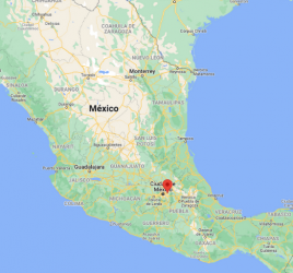 Foto del mapa de México destacando el estado de Texcoco de Mora, ubicación de la empresa Eurimaq, representada de Traktech.