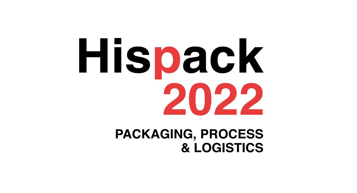 Logotipo de la Hispack, feria internacional del envasado, proceso y logística que se celebrará en Barcelona del 24 al 27 de mayo de 2022. 